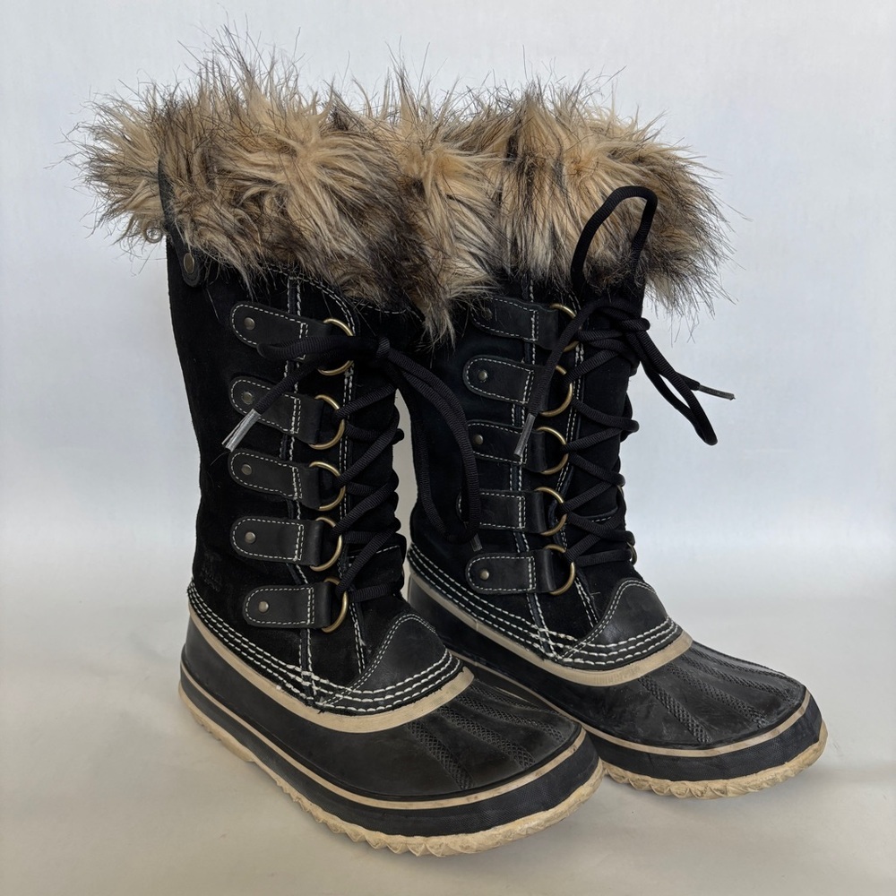 Sorel Women's black suede waterproof Joan of‎ Arctic winter snow boots size 6